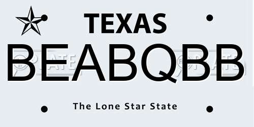 BEABQBB Texas License Plate