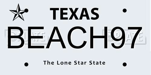 BEACH97 Texas License Plate