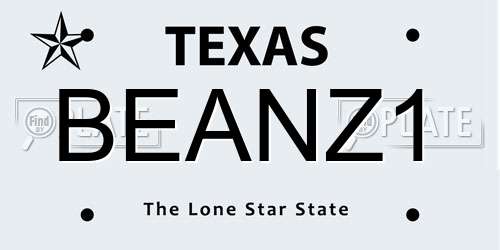 BEANZ1 Texas License Plate