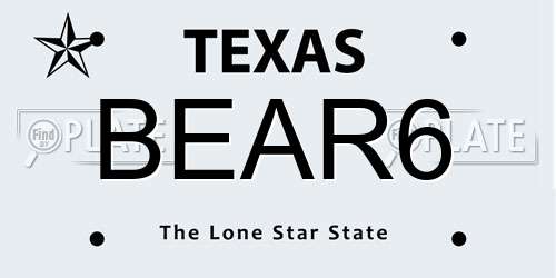 BEAR6 Texas License Plate