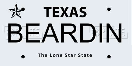 BEARDIN Texas License Plate