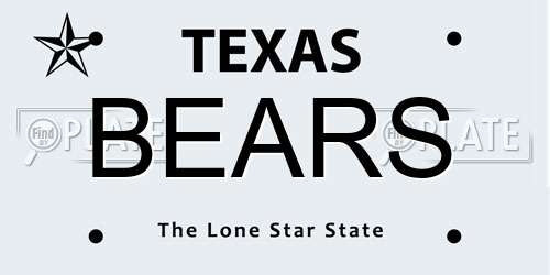 BEARS Texas License Plate