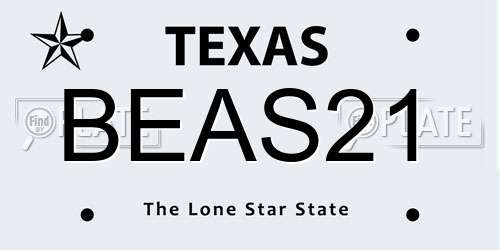 BEAS21 Texas License Plate