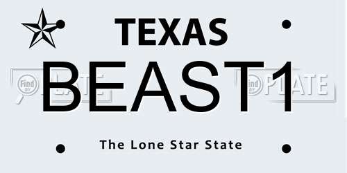 BEAST1 Texas License Plate
