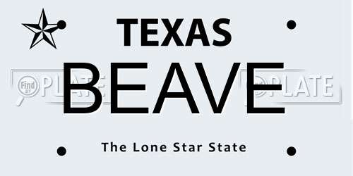BEAVE Texas License Plate