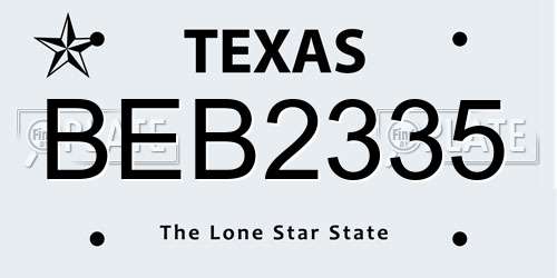 BEB2335 Texas License Plate