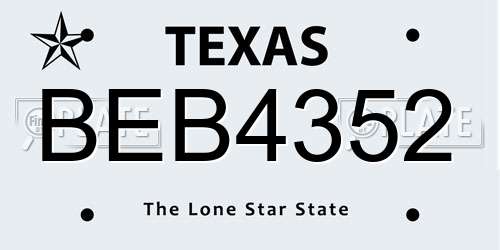 BEB4352 Texas License Plate