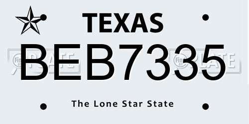 BEB7335 Texas License Plate
