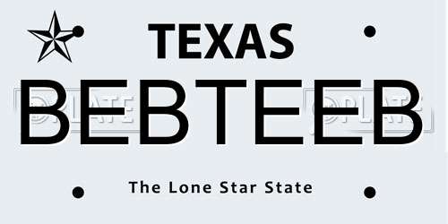 BEBTEEB Texas License Plate