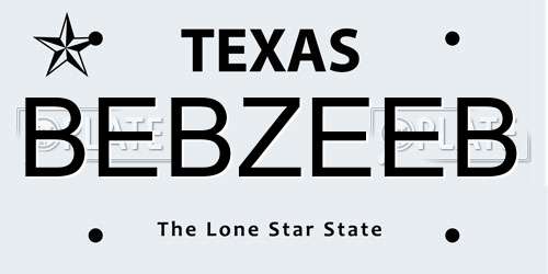 BEBZEEB Texas License Plate