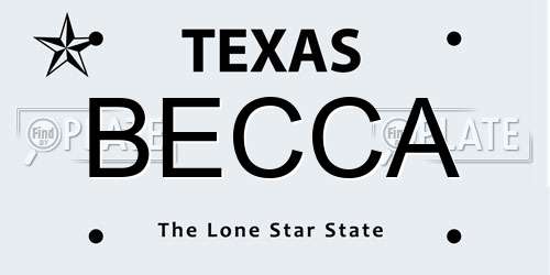 BECCA Texas License Plate