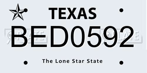 BED0592 Texas License Plate