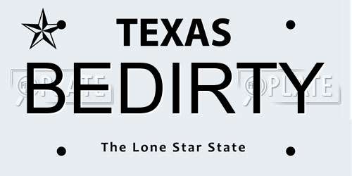 BEDIRTY Texas License Plate