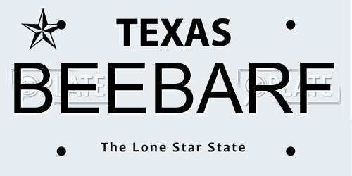BEEBARF Texas License Plate