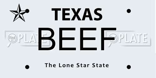 BEEF Texas License Plate