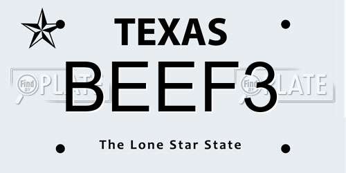 BEEF3 Texas License Plate