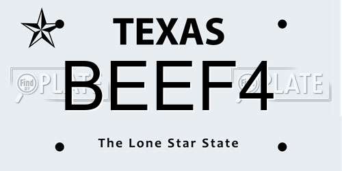 BEEF4 Texas License Plate