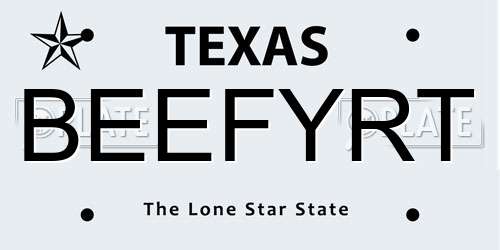 BEEFYRT Texas License Plate