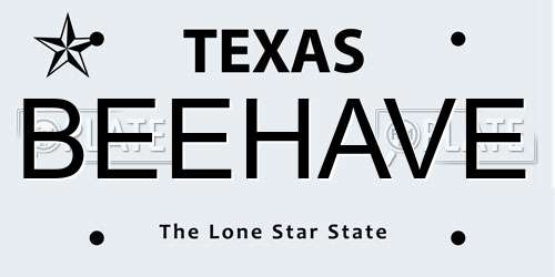 BEEHAVE Texas License Plate
