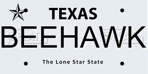 BEEHAWK Texas License Plate