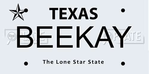 BEEKAY Texas License Plate