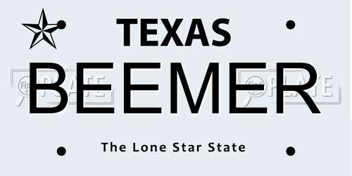 BEEMER Texas License Plate