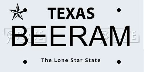 BEERAM Texas License Plate
