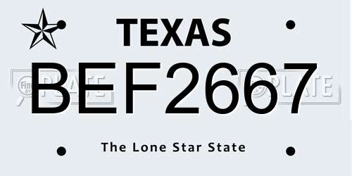 BEF2667 Texas License Plate