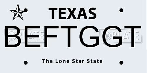 BEFTGGT Texas License Plate