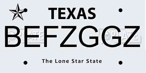 BEFZGGZ Texas License Plate