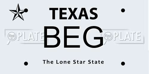 BEG Texas License Plate