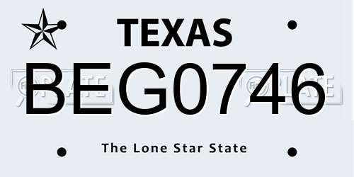 BEG0746 Texas License Plate