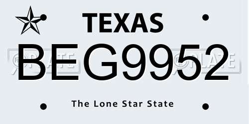 BEG9952 Texas License Plate