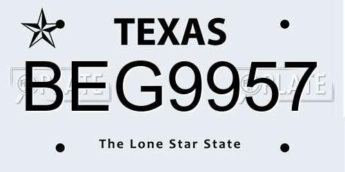 BEG9957 Texas License Plate