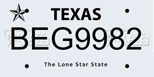 BEG9982 Texas License Plate