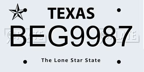 BEG9987 Texas License Plate
