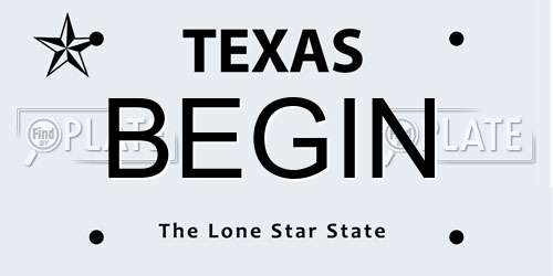 BEGIN Texas License Plate