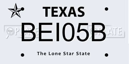 BEI05B Texas License Plate