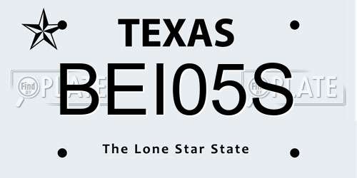 BEI05S Texas License Plate