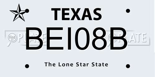 BEI08B Texas License Plate