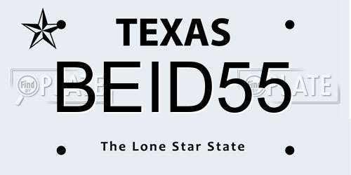 BEID55 Texas License Plate