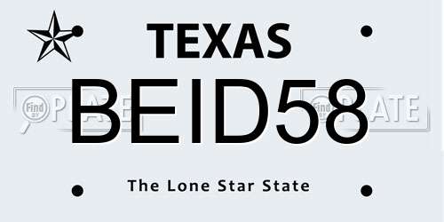 BEID58 Texas License Plate