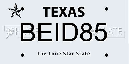 BEID85 Texas License Plate