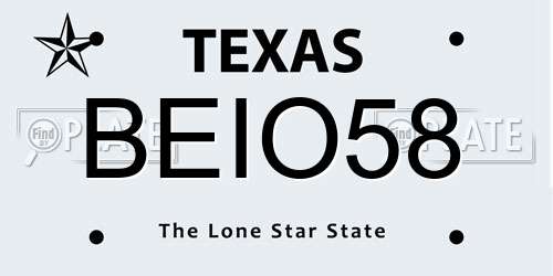 BEIO58 Texas License Plate