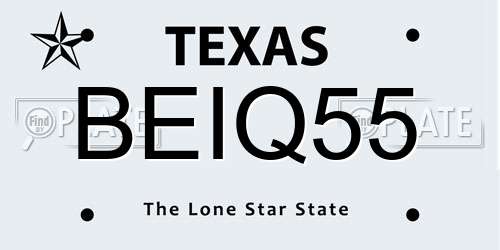 BEIQ55 Texas License Plate
