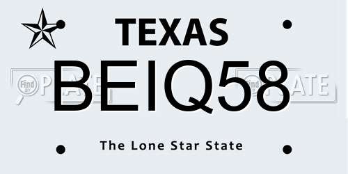BEIQ58 Texas License Plate