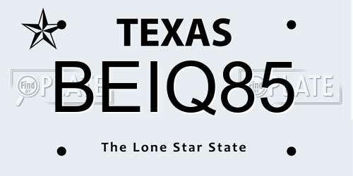 BEIQ85 Texas License Plate