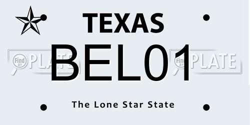BEL01 Texas License Plate