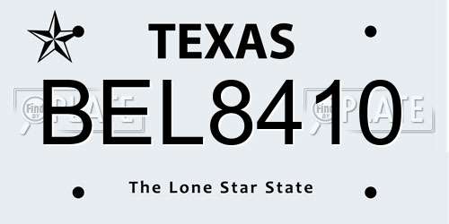 BEL8410 Texas License Plate