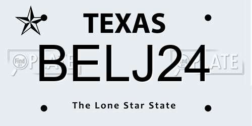 BELJ24 Texas License Plate